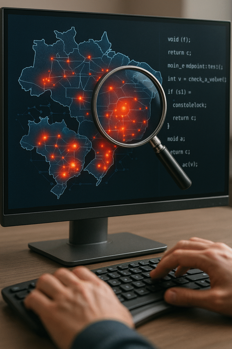 Pentest Custo Brasil: Analista utilizando um Pentest para identificar e mitigar vulnerabilidades em sistemas de rede no Brasil.